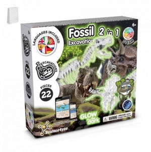 2 in 1 Fossil Excavation Kit II. Jogo didtico fornecido com saco de oferta em papel kraft (90 g/m)