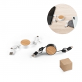 RUBINS. Cabo USB retrtil 6 em 1 em ABS reciclado (100% rABS) e bambu