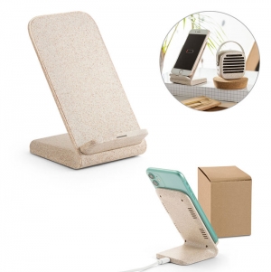 ENGLERT. Suporte para smartphone com carregador wireless super rpido 15W em ABS reciclado (100% rABS) e bambu