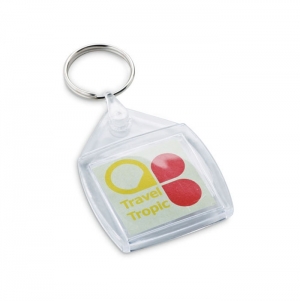 BOWEN. Porta-chaves em PS transparente com formato quadrado