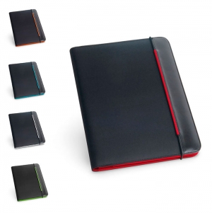 FITZGERALD. Pasta A4 em PU e 800D com bloco de folhas pautadas