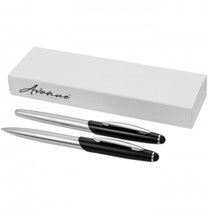 Conjunto de esferogrfica stylus e caneta rollerball 'Geneva' (tinta azul)