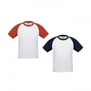 T-SHIRT B&C BASE-BALL KIDS 185G - 100% ALGODAO