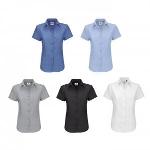 CAMISA B&C OXFORD MANGA CURTA SENHORA - 70% ALGODAO