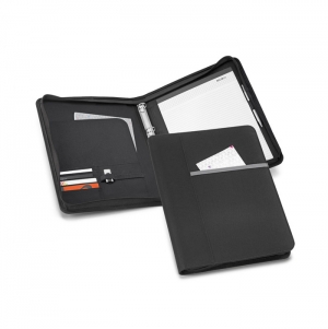 AUSTER. Pasta A4 em 600D com bloco de folhas pautadas
