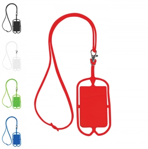 LANYARD EM SILICONE, COM PORTA CARTES