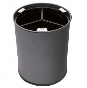 PAPELEIRA PRETA TRISELECTIVA RECICLAGEM 13LTS 3 CUBAS PRETAS