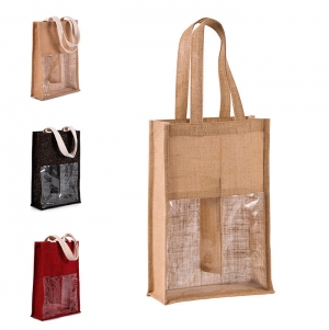 Saco porta-garrafa em juta