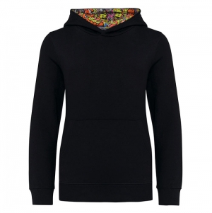 Sweatshirt com capuz em contraste estampado de criana