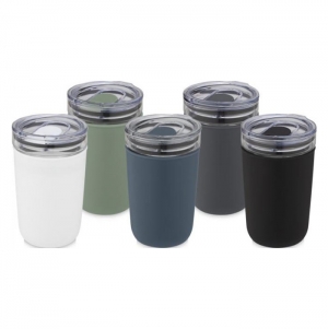 Copo trmico de vidro de 420 ml com parede exterior de plstico reciclado 'Bello'
