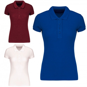 POLO PIQU� BIO DE SENHORA DE MANGA CURTA BRANCO