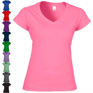 SOFT STYLE LADIES V-NECK T-SHIRT DE SENHORA COM DECOTE