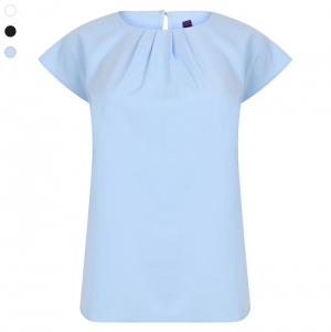 BLUSA DE SENHORA COM COLARINHO PLISSADO