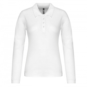 Polo piqu� de senhora de manga comprida