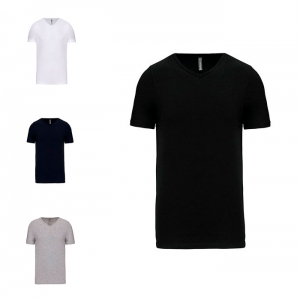 T-SHIRT DECOTE V DE MANGA CURTA