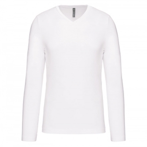 T-shirt manga comprida e decote V
