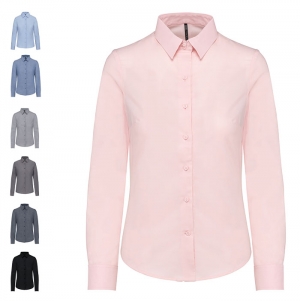 CAMISA DE SENHORA MANGA COMPRIDA EM OXFORD DE TRATAMENT