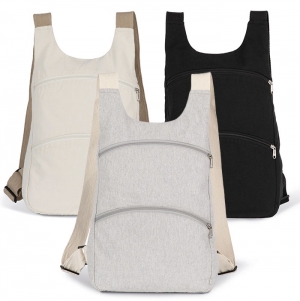 Mochila reciclada com bolso traseiro anti-roubo