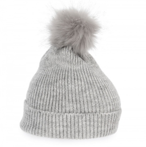 GORRO COM POMPOM TRICOTADO EM MALHA RECICLADA