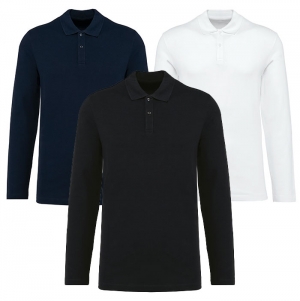 Polo Supima de manga comprida de homem