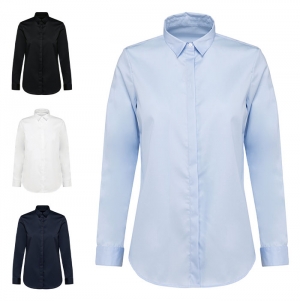 Camisa twill de manga comprida de senhora