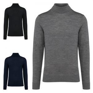 Camisola de gola alta em l Merino de homem