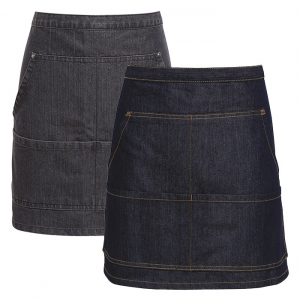 avental curto de bar denim