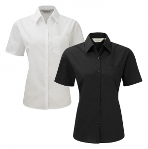 Camisa de senhora em popeline de manga curta