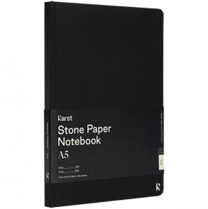 Caderno de capa dura em papel de pedra A5 - quadriculado 'Karst�'