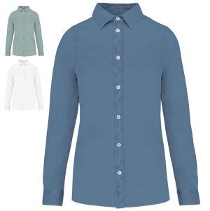 Camisa eco-responsvel com aspecto lavado de senhora