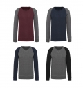 Sweatshirt BIO French Terry bicolor de homem com decote redondo e mangas raglan