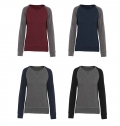 Sweatshirt BIO French Terry bicolor de senhora com decote redondo e mangas raglan