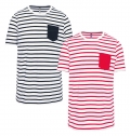 T-shirt s riscas estilo marinheiro de manga curta com bolso