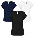 Blusa de senhora em crepe de manga curta