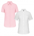 Camisa popeline polister / algodo manga curta de tratamento fcil de senhora