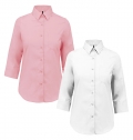 Camisa popeline polister / algodo manga a 3 /4  de tratamento fcil de senhora