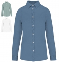 Camisa eco-responsvel com aspecto lavado de senhora