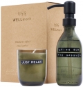 Conjunto de saboneteiras e velas perfumadas Wellmark Discovery de 200 ml e 150 g - fragrncia mbar escuro