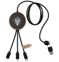 Cabo de carregamento de logtipo luminoso RPET 5 em 1 e base de carregamento de 10 W 'SCX.design C40'