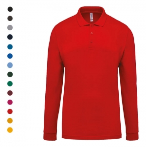 Polo piqu de homem de manga comprida