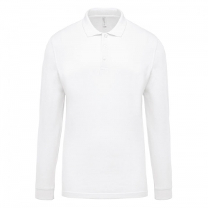 POLO PIQU DE HOMEM DE MANGA COMPRIDA BRANCO