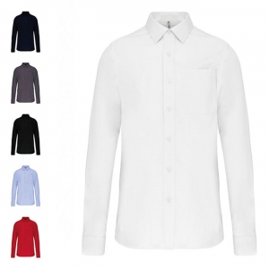 Camisa manga comprida em popeline de tratamento fcil