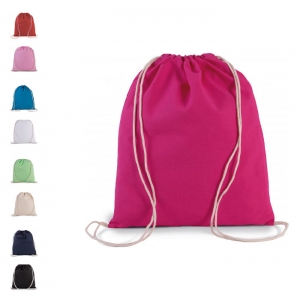 Mochila pequena em algodo biolgico com cordes