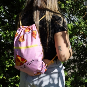MOCHILA DE CORDO C/ BOLSO IMPRESSO QUADRICROMIA